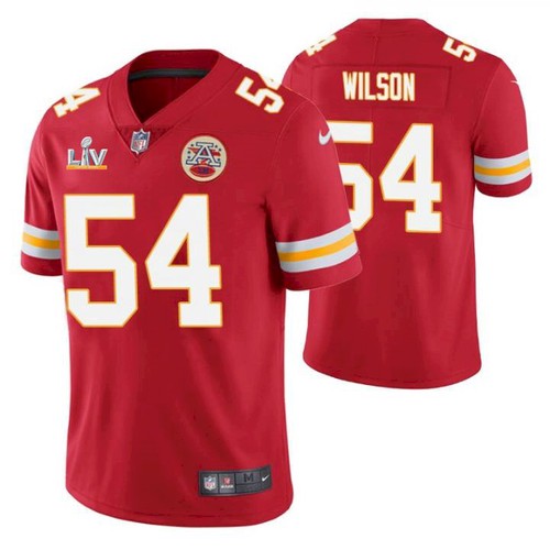 Men's Kansas City Chiefs #54 Damien Wilson Red NFL 2021 Super Bowl LV Stitched Jersey Men's Kansas City Chiefs #54 Damien Wilson Red NFL 2021 Super Bowl LV Stitched Jersey